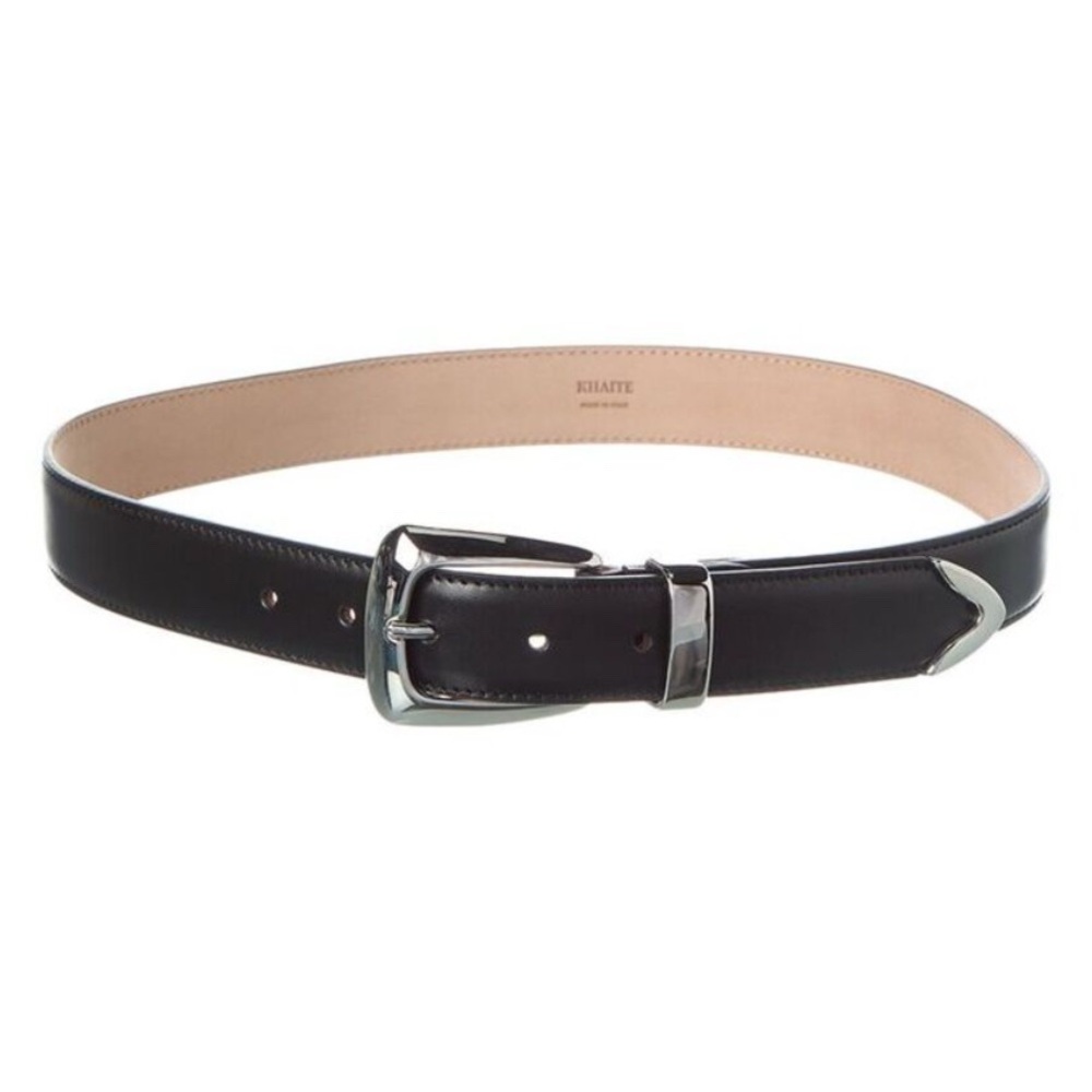 Khaite Benny Leather Belt, Black